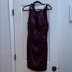 Eliza J Satin midi, eggplant, size 14